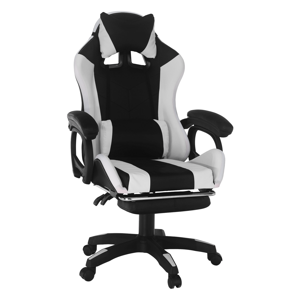 Kancelárske/herné kreslo s RGB LED podsvietením, čierna/biela, JOVELA RP1, rozbalený tovar