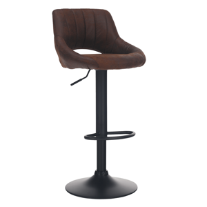 Barová stolička, hnedá látka s efektom brúsenej kože, LORASA, RP1, rozbalený tovar