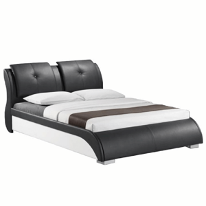 Manželská posteľ, ekokoža čierna/biela, 160x200, TORENZO R1, rozbalený tovar