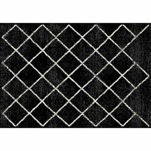 Koberec, čierna/vzor, 67x120 cm, MATES TYP 1