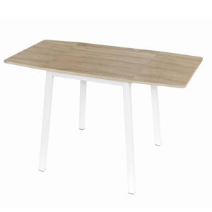 Jedálenský stôl, MDF fóliovaná/kov, dub sonoma/biela, 60-120x60 cm, MAURO P1, poškodený tovar