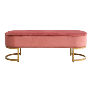 Dizajnová lavica, ružová Velvet látka/gold chróm-zlatý, MIRILA