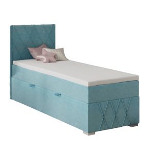 Boxspringová posteľ, jednolôžko, modrá, 80x200, ľavá, PAXTON