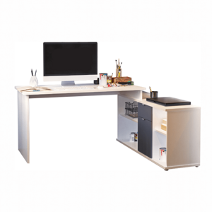 Písací stôl, biela/sivá, DALTON 2  NEW VE 02 P2, poškodený tovar
