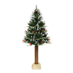 Vianočný stromček so šíškami na pníku, posnežený, 180 cm, PNIK TYP 1