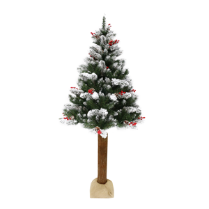 Vianočný stromček s šiškami na pníku, posnežený, 180 cm, PNIK TYP 2