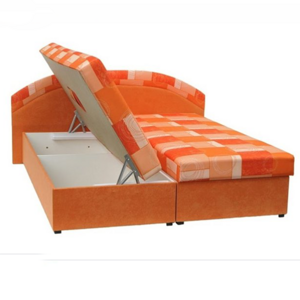 Manželská posteľ, pružinová, oranžová/vzor, KASVO P2, poškodený tovar
