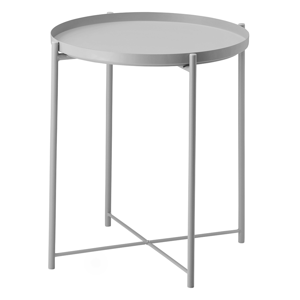 Príručný stolík s odnímateľnou táckou, sivá, TRIDER