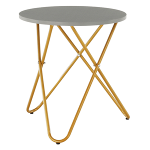 Príručný stolík, sivá/zlatý náter, RONDEL RP1, rozbalený tovar