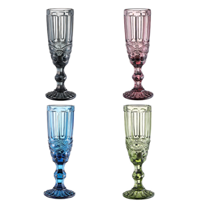 Farebné vintage poháre na šampanské, 4ks, 150ml, SAVOY TYP 4