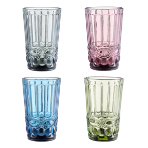 Farebné vintage poháre na vodu, 4ks, 350ml, SAVOY TYP 1