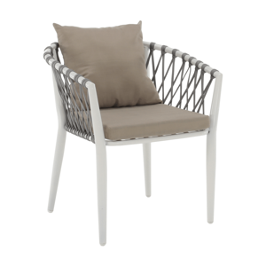 Záhradná stolička, sivohnedá Taupe/biela, SIRMA, rozbalený tovar