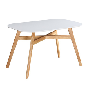 Jedálenský stôl, biela/prírodná, CYRUS 2 NEW, rozbalený tovar