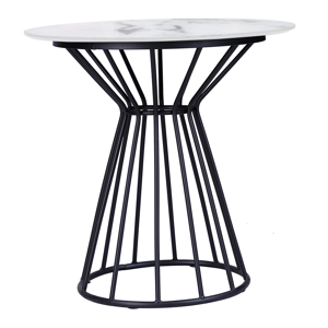 Jedálenský stôl, biela/čierna, priemer 70 cm, TEGAN P1, poškodený tovar