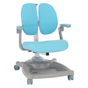 Rastúca stolička s podnožou, sivá/modrá, TEJLA RP1, rozbalený tovar
