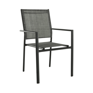 Záhradná stohovateľná stolička, sivá/čierna, TELMA RP1, rozbalený tovar