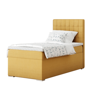 Boxspringová posteľ, jednolôžko, horčicová, 90x200, pravá, TERY