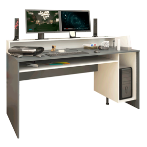 PC stôl/herný stôl, grafit/biela, TEZRO NEW P1, poškodený tovar