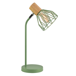 Stolná lampa, zelená, kov/drevo, TREX TYP 1
