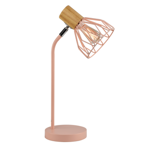 Stolná lampa, ružová, kov/drevo, TREX TYP 1