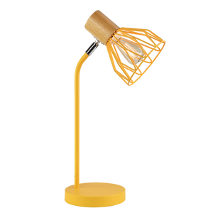 Stolná lampa, žltá, kov/drevo, TREX TYP 1