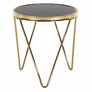 Príručný stolík, gold chróm zlatá/čierna, VALERO R1, rozbalený tovar