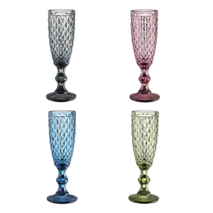 Farebné retro poháre na šampanské, 4ks, 150ml, VERITAS TYP 4