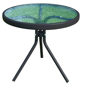 Záhradný príručný stolík, čiena oceľ/tvrdené sklo, HABIR, R1, rozbalený tovar